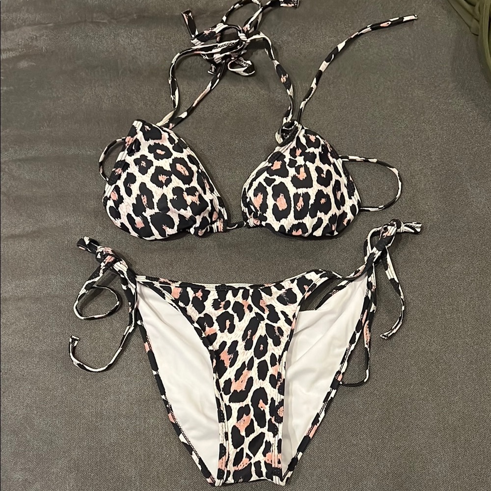 Leopard Print String Bikini Set size M
